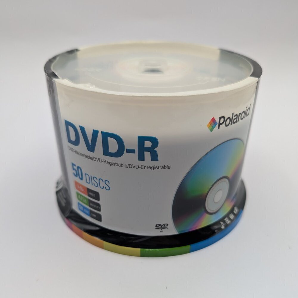 50 PACK Polaroid DVD-R DISCS 16X 4.7GB 120MIN Recordable Discs - NEW